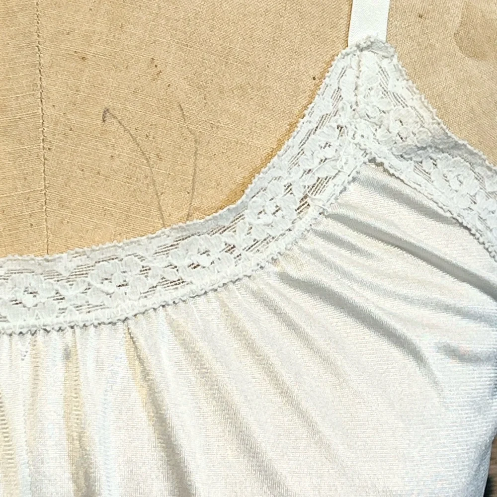 VINTAGE 70s 80s lace nylon midi slip dress nightgown‎ chemise boudoir lingerie - Picture 6 of 11
